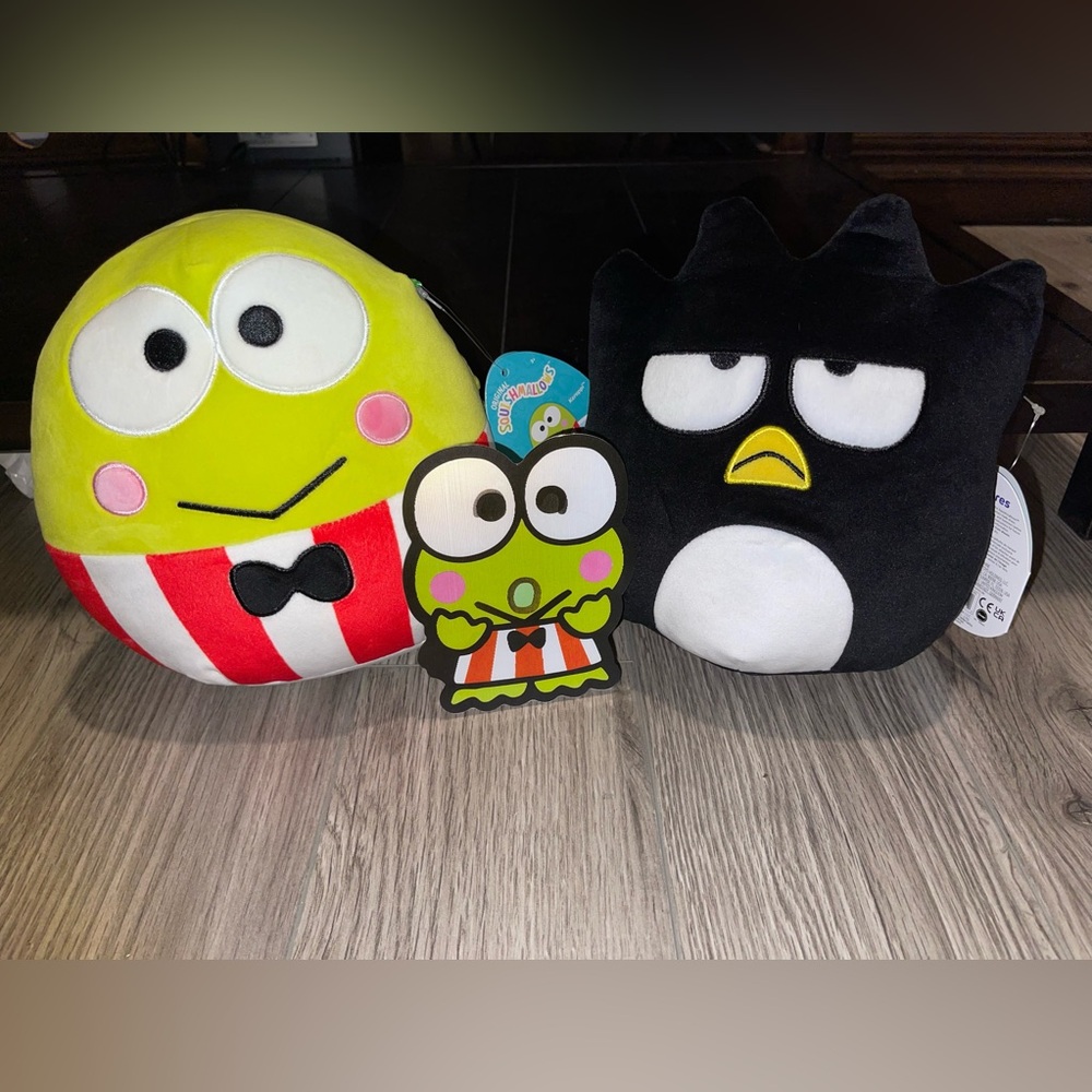 Squishmallows 8" Hello Kitty Badtz Maru &‎ 8” Keroppi The Frog Bundle